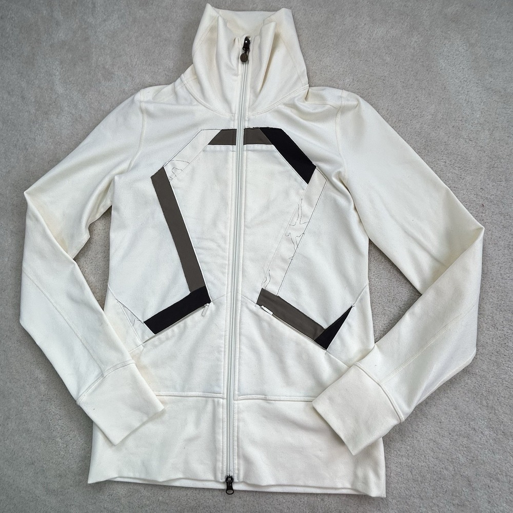 Lululemon Origami In Stride Full Zip High Neck Jacket Size 4 Ivory